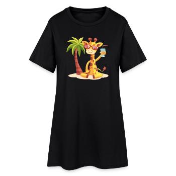Palmier d’été girafe - Robe T-shirt Femme - noir - Devant