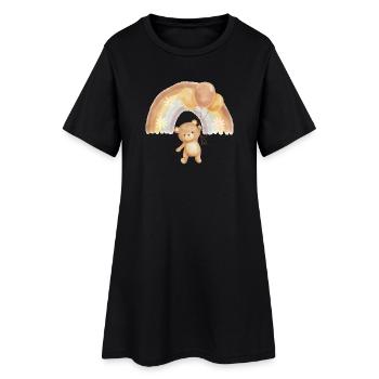 Teddybär mit Ballons unterm Regenbogen - Frauen T-Shirt-Kleid - Schwarz - Vorne