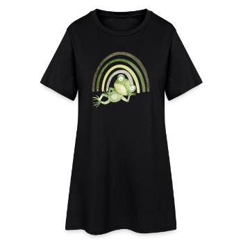 Relaxed frog under the rainbow - Women’s T-Shirt Dress - black - Front