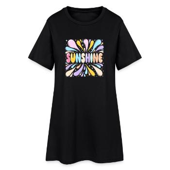 Retro-Pastell-Sonnenschein - Frauen T-Shirt-Kleid - Schwarz - Vorne