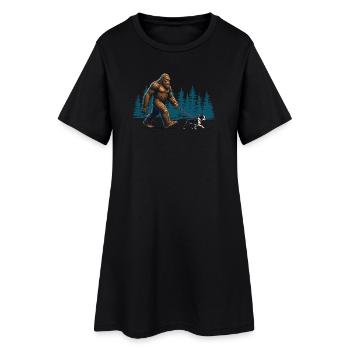Boston Terrier Bigfoot lustiger Kryptid-Liebhaber - Frauen T-Shirt-Kleid - Schwarz - Vorne