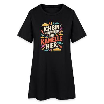 Karneval Nur Wegen Der Kamelle Hier Karnevalszug - Frauen T-Shirt-Kleid - Schwarz - Vorne