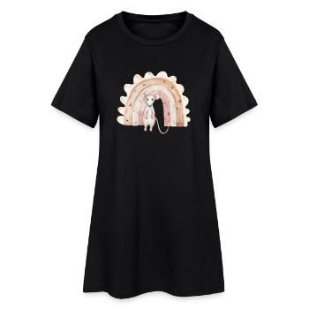 Aquarell Maus vor Boho-Regenbogen - Frauen T-Shirt-Kleid - Schwarz - Vorne