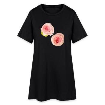 Isolated_Soft_Pink_Rose_Buds_Macro_Photography - Frauen T-Shirt-Kleid - Schwarz - Vorne