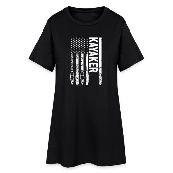 Watersports Kayaking US Flag Kayaker - Frauen T-Shirt-Kleid - Schwarz - Vorne
