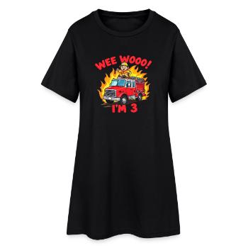 Kleiner Feuerwehrheld zum 3. Geburtstag - Frauen T-Shirt-Kleid - Schwarz - Vorne