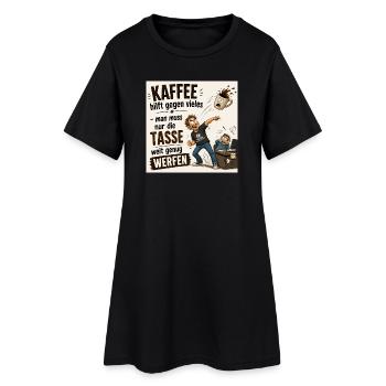 Kaffee - Frauen T-Shirt-Kleid - Schwarz - Vorne