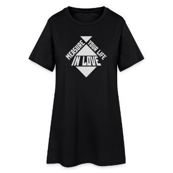 Measure Your Life In Love Inspirierend Liebe Logo - Frauen T-Shirt-Kleid - Schwarz - Vorne