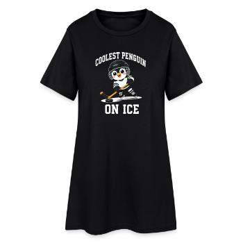 Coolster Pinguin auf dem Eis Eishockeyspieler Cart - Frauen T-Shirt-Kleid - Schwarz - Vorne