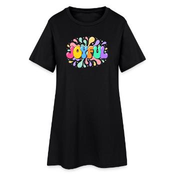Freudige Regenbogenblasenpop - Frauen T-Shirt-Kleid - Schwarz - Vorne