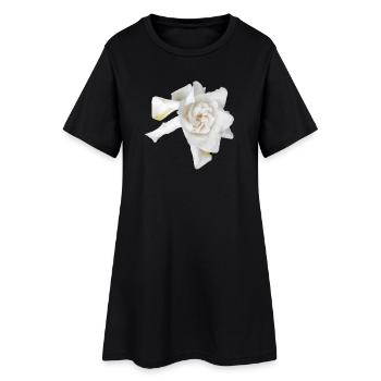 Dewy_White_Gardenia_Macro_Flower_Wall_Art - Frauen T-Shirt-Kleid - Schwarz - Vorne
