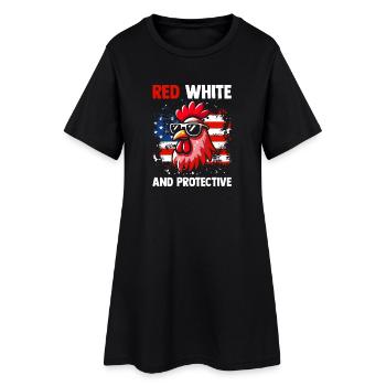 Patriotic Farmer Rooster Flock Poultry USA Pride C - Frauen T-Shirt-Kleid - Schwarz - Vorne