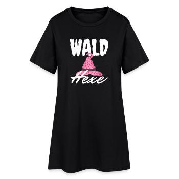 Wald Hexe Rosa Hexenhut Herzen Girly Fantasy - Frauen T-Shirt-Kleid - Schwarz - Vorne