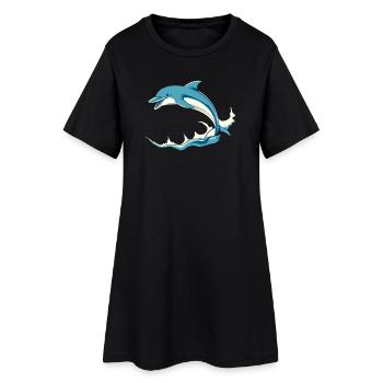 Delfin Delphine T-shirt Geschenk - Frauen T-Shirt-Kleid - Schwarz - Vorne