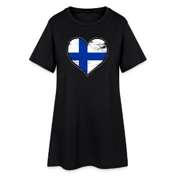 Finnland Herzflagge used - Frauen T-Shirt-Kleid - Schwarz - Vorne