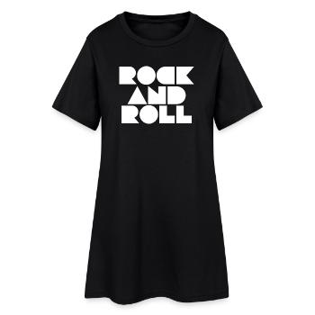 Rock'n'Roll-geometrische Typografie - Frauen T-Shirt-Kleid - Schwarz - Vorne