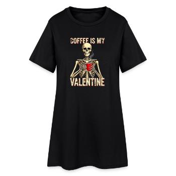 Kaffee ist mein Valentine Skelett - Frauen T-Shirt-Kleid - Schwarz - Vorne