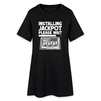 Joueur de casino installant le jackpot Veuillez patienter - Robe T-shirt Femme - noir - Devant