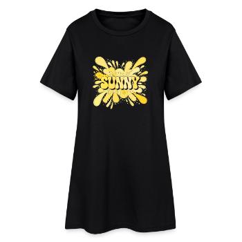 SONNIGGELBE Sommer-Spritzexplosion - Frauen T-Shirt-Kleid - Schwarz - Vorne