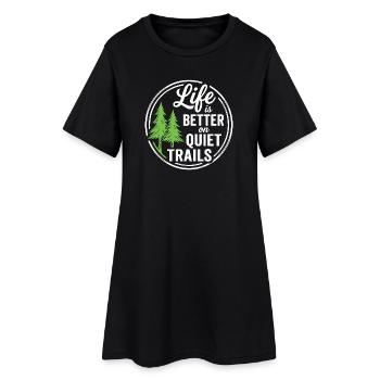 Wandern – Outdoor-Abenteuer – Das Leben ist besser auf Qui - Frauen T-Shirt-Kleid - Schwarz - Vorne