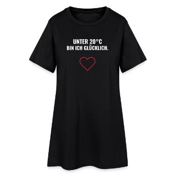 Unter 20°C bin ich glücklich. - Frauen T-Shirt-Kleid - Schwarz - Vorne