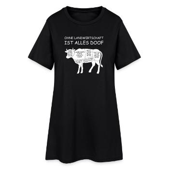Ohne Landwirtschaft ist alles doof Kuh Landwirt - Frauen T-Shirt-Kleid - Schwarz - Vorne