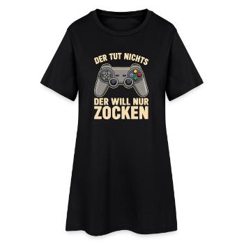 Der Will Nur Zocken Controller Spruch - Frauen T-Shirt-Kleid - Schwarz - Vorne