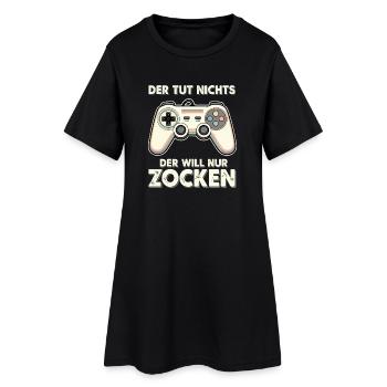Retro GamePad Spruch: Der tut nichts - Frauen T-Shirt-Kleid - Schwarz - Vorne