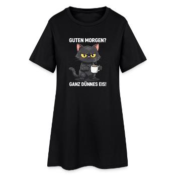 Grimmige Katze Kaffee Guten Morgen - Frauen T-Shirt-Kleid - Schwarz - Vorne