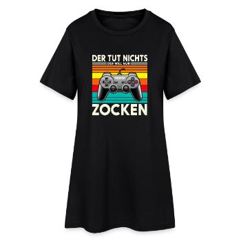 Der tut nichts, der will nur ZOCKEN - Frauen T-Shirt-Kleid - Schwarz - Vorne