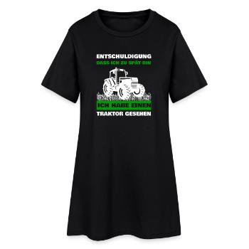Ich habe einen Traktor gesehen Landwirt Trecker - Frauen T-Shirt-Kleid - Schwarz - Vorne