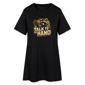 Parler à la main Humour drôle sur les ratons laveurs Drôle - Robe T-shirt Femme - noir - Devant
