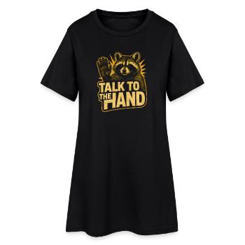 Parler à la main Humour drôle sur les ratons laveurs Drôle - Robe T-shirt Femme - noir - Devant