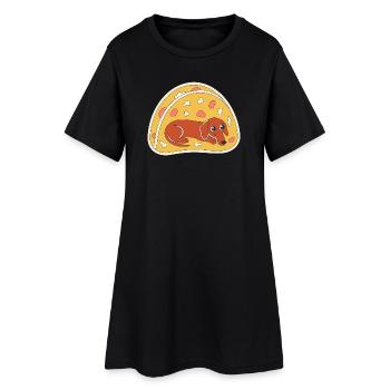 Art drôle de chien en tranche de pizza teckel - Robe T-shirt Femme - noir - Devant