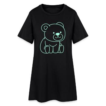 Bär Comic - Frauen T-Shirt-Kleid - Schwarz - Vorne