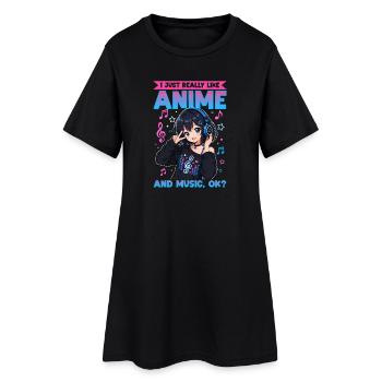 Anime et musique Chibi - Robe T-shirt Femme - noir - Devant