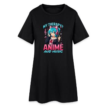 Anime et musique Chibi - Robe T-shirt Femme - noir - Devant