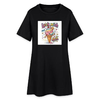 Leck mich Eiscreme Spaß - Frauen T-Shirt-Kleid - Schwarz - Vorne