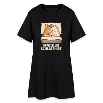 Offizielles Schlafshirt Hasen - Frauen T-Shirt-Kleid - Schwarz - Vorne
