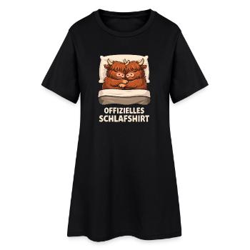 Offizielles Schlafshirt Kühe Kuh Pijama - Frauen T-Shirt-Kleid - Schwarz - Vorne