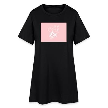 Illustration d'une abeille rose sur fond rose - Robe T-shirt Femme - noir - Devant
