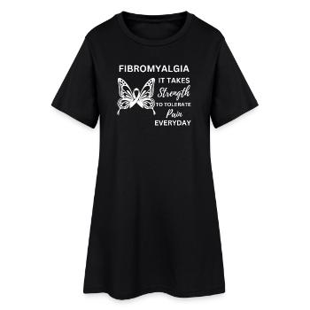 Fibromyalgie Kraft-Krieger-Bewusstseinsgeschenk - Frauen T-Shirt-Kleid - Schwarz - Vorne