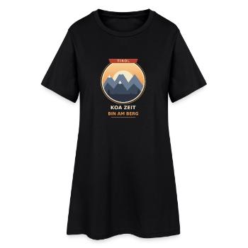 Koa Zeit bin am Berg – Tirol Wanderspruch - Frauen T-Shirt-Kleid - Schwarz - Vorne