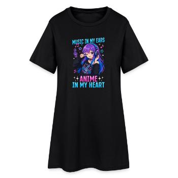 Anime et musique Chibi - Robe T-shirt Femme - noir - Devant