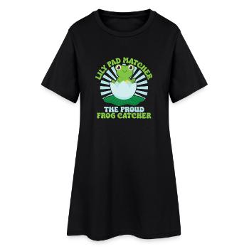 Attrape-grenouilles, Nénuphar, Pelouse, Grenouille attrapeuse, fière - Robe T-shirt Femme - noir - Devant