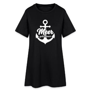 Das Meer geht immer mit Anker lustige Meer Sprüche - Frauen T-Shirt-Kleid - Schwarz - Vorne