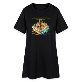 Bierküste, Obstküste – Hopfen, Vitamine, Sommer - Frauen T-Shirt-Kleid - Schwarz - Vorne
