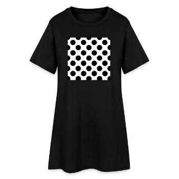 Polka Dot Monochrome Muster - Frauen T-Shirt-Kleid - Schwarz - Vorne