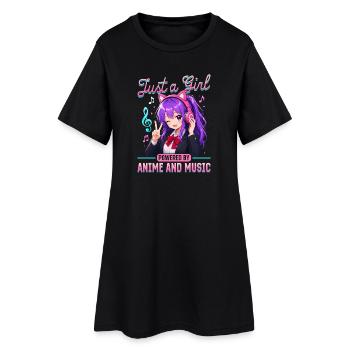 Anime et musique Chibi - Robe T-shirt Femme - noir - Devant