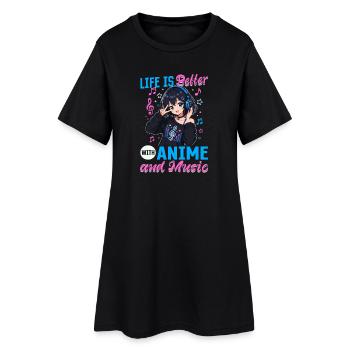 Anime et musique Chibi - Robe T-shirt Femme - noir - Devant